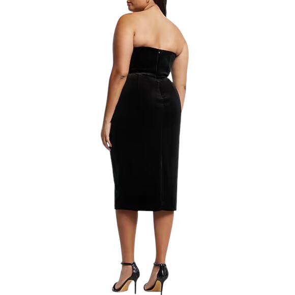 Express Sheath Dress Pencil Velvet Strapless Underwire Ruched - Picture 3 of 11